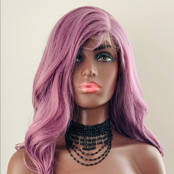 28” Premium Fiber Plum Color Versatile 4x4 Lace Front Wig 💜 - Picture 7 of 13